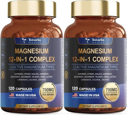 Magnesium 12 in 1 Complex 700mg - Glycinate Citrate Malate Taurate
